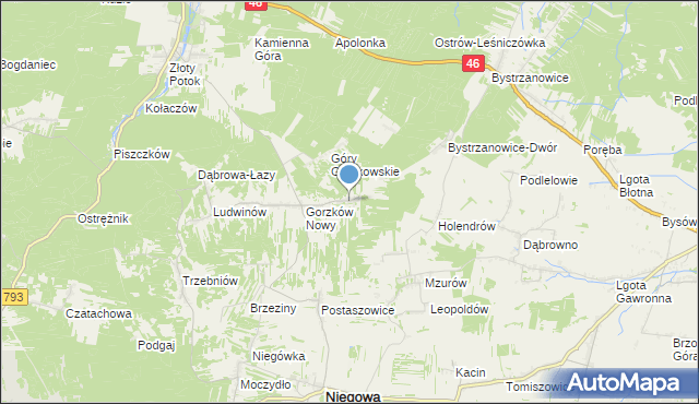 mapa Gorzków Stary, Gorzków Stary na mapie Targeo